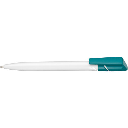 Kugelschreiber TWISTER , Ritter-Pen, petrol/weiß, ABS-Kunststoff, 14,50cm (Länge), Bild 3