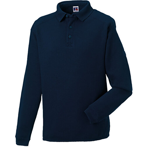 Workwear-Sweatshirt Im Polo-Stil , Russell, navy blau, 80% Baumwolle, 20% Polyester, 2XL, , Bild 1