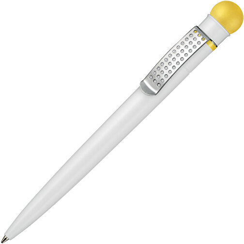 Kugelschreiber SATELLITE , Ritter-Pen, zitronen-gelb/weiß, ABS-Kunststoff, 14,60cm (Länge), Bild 2