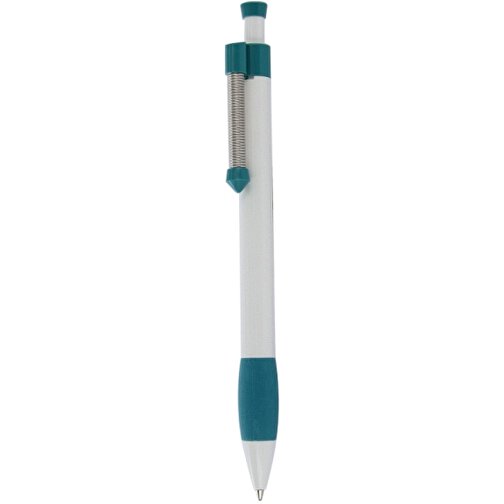 Kugelschreiber Spring Grippy , Ritter-Pen, petrol/weiss, ABS-Kunststoff, 14,10cm (Länge), Bild 1