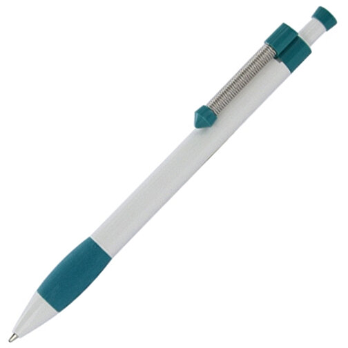 Kugelschreiber Spring Grippy , Ritter-Pen, petrol/weiss, ABS-Kunststoff, 14,10cm (Länge), Bild 2