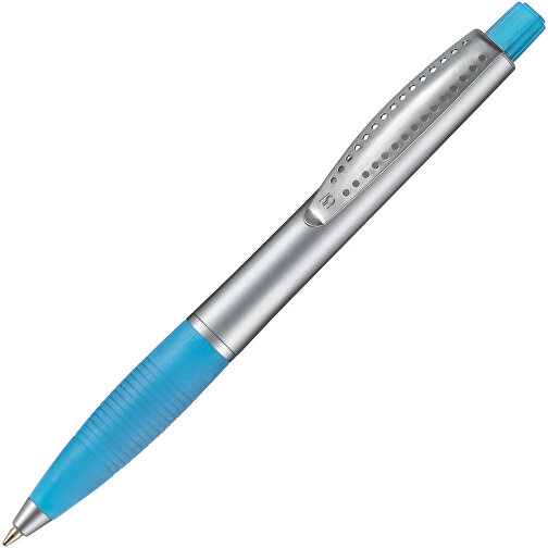 Kugelschreiber CLUB SILVER , Ritter-Pen, karibikblau-frost/silber, ABS-Kunststoff, 14,20cm (Länge), Bild 2