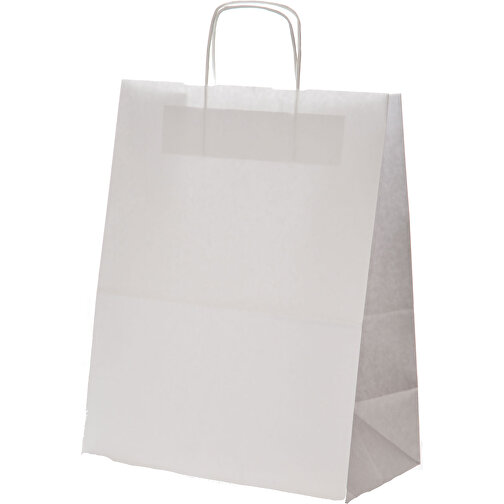 Krafttaschen Weißes Papier, Gedrehte Griffe , weiß, Papier, 24,00cm x 32,00cm x 10,00cm (Länge x Höhe x Breite), Bild 1
