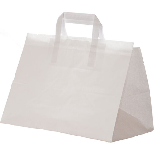 Krafttaschen Weißes Papier, Flache Griffe , weiß, Papier, 32,00cm x 25,00cm x 22,00cm (Länge x Höhe x Breite), Bild 1