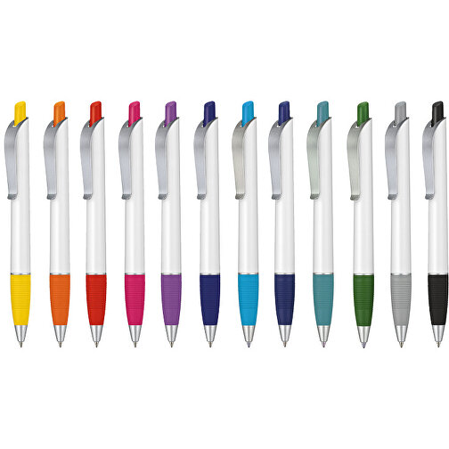 Kugelschreiber Bond , Ritter-Pen, stein-grau/weiß, ABS-Kunststoff, 14,30cm (Länge), Bild 4