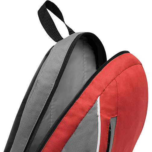 Rucksack POP , grau, rot, 600D Polyester, 28,50cm x 39,50cm x 15,00cm (Länge x Höhe x Breite), Bild 5