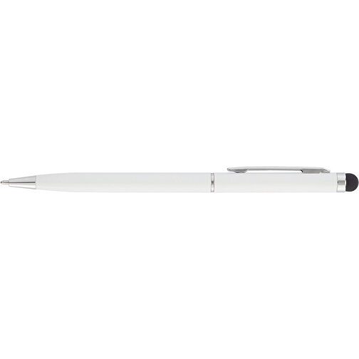 Schlanker Aluminiumkugelschreiber Mit Stylus, Weiß , weiß, Aluminium, 13,60cm (Höhe), Bild 3