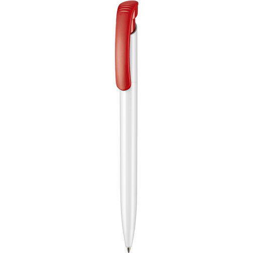 Kugelschreiber CLEAR SHINY , Ritter-Pen, signalrot/weiss, ABS-Kunststoff, 14,80cm (Länge), Bild 1