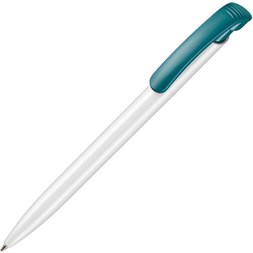 Kugelschreiber CLEAR SHINY , Ritter-Pen, petrol/weiß, ABS-Kunststoff, 14,80cm (Länge), Bild 2