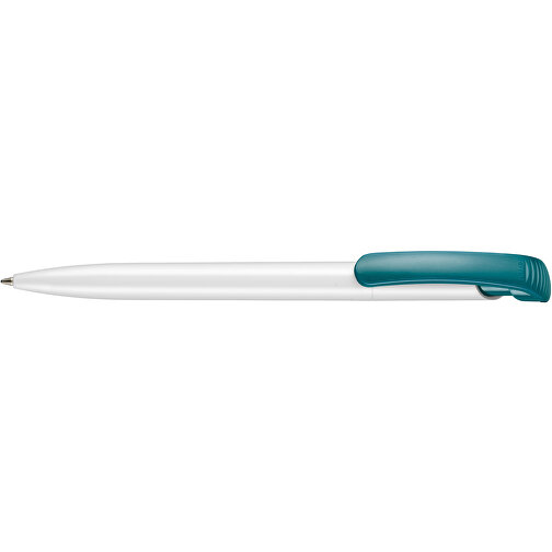 Kugelschreiber CLEAR SHINY , Ritter-Pen, petrol/weiss, ABS-Kunststoff, 14,80cm (Länge), Bild 3
