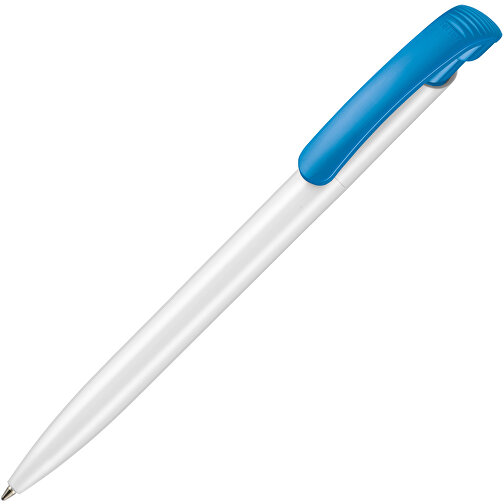 Kugelschreiber CLEAR SHINY , Ritter-Pen, himmelblau/weiss, ABS-Kunststoff, 14,80cm (Länge), Bild 2