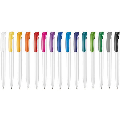 Kugelschreiber CLEAR SHINY , Ritter-Pen, himmelblau/weiss, ABS-Kunststoff, 14,80cm (Länge), Bild 4