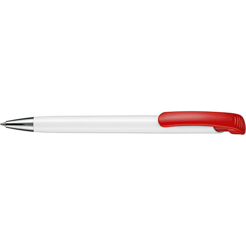 Kugelschreiber BONITA , Ritter-Pen, signalrot/weiß, ABS-Kunststoff, 14,80cm (Länge), Bild 3