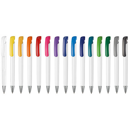 Kugelschreiber BONITA , Ritter-Pen, steingrau/weiß, ABS-Kunststoff, 14,80cm (Länge), Bild 4