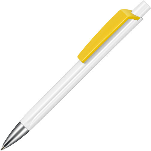 Kugelschreiber TRI-STAR , Ritter-Pen, zitronen-gelb/weiß, ABS-Kunststoff, 14,00cm (Länge), Bild 2