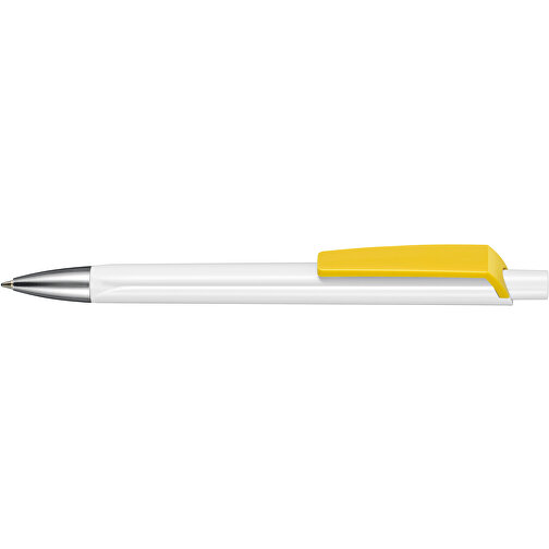 Kugelschreiber TRI-STAR , Ritter-Pen, zitronen-gelb/weiß, ABS-Kunststoff, 14,00cm (Länge), Bild 3