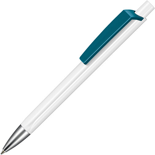 Kugelschreiber TRI-STAR , Ritter-Pen, petrol/weiß, ABS-Kunststoff, 14,00cm (Länge), Bild 2