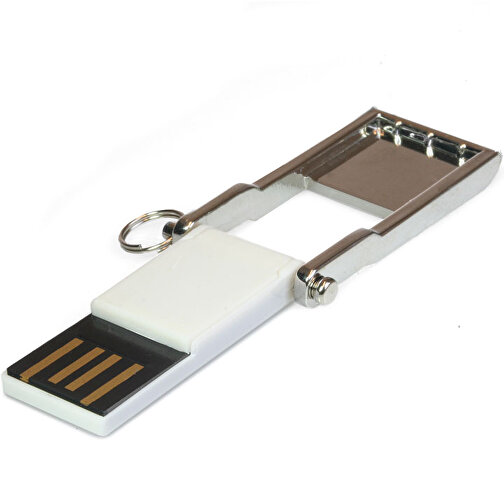 USB-Stick TINY 16GB , Promo Effects MB , silber / weiß MB , 16 GB , Zinklegierung MB , 3 - 10 MB/s MB , 3,00cm x 0,40cm x 1,60cm (Länge x Höhe x Breite), Bild 1