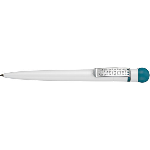Kugelschreiber SATELLITE , Ritter-Pen, petrol/weiß, ABS-Kunststoff, 14,60cm (Länge), Bild 3