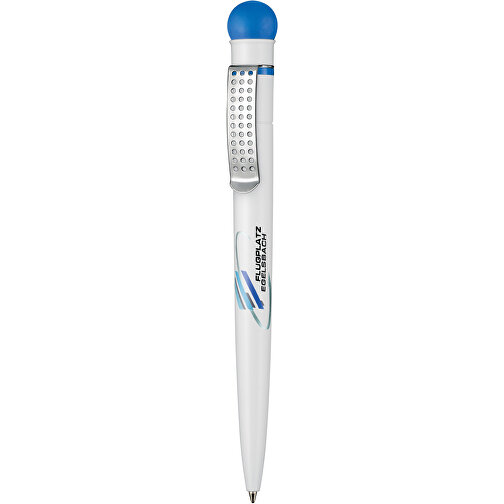 Kugelschreiber SATELLITE , Ritter-Pen, himmelblau/weiss, ABS-Kunststoff, 14,60cm (Länge), Bild 1