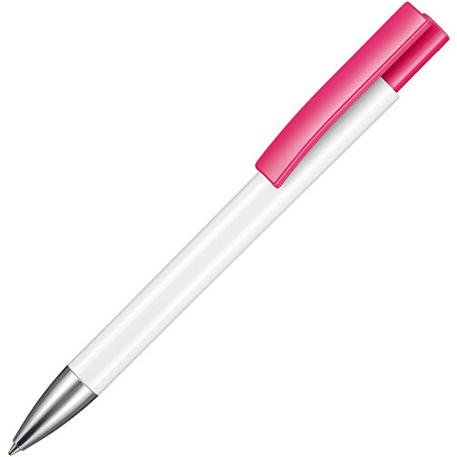 Kugelschreiber STRATOS , Ritter-Pen, pink/weiß, ABS-Kunststoff, 14,50cm (Länge), Bild 2