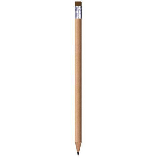 Blyertspenna, naturlig, rund, med suddgummi, Bild 1