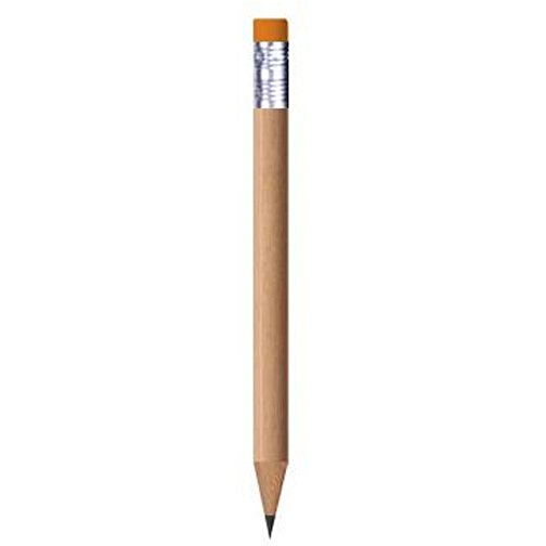 Bleistift, Natur, Rund, Mit Radierer, Kurz , dunkelgelb, Holz, 9,50cm x 0,70cm x 0,70cm (Länge x Höhe x Breite), Bild 1