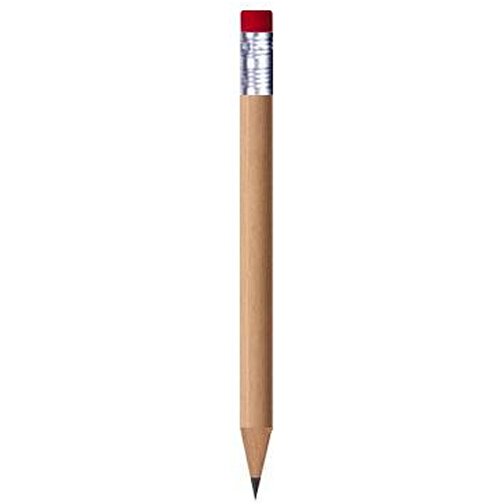 Bleistift, Natur, Rund, Mit Radierer, Kurz , braun, Holz, 9,50cm x 0,70cm x 0,70cm (Länge x Höhe x Breite), Bild 1