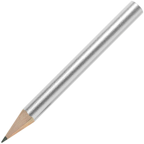 Bleistift, Lackiert, Rund, Kurz , silber, Holz, 8,50cm x 0,70cm x 0,70cm (Länge x Höhe x Breite), Bild 2