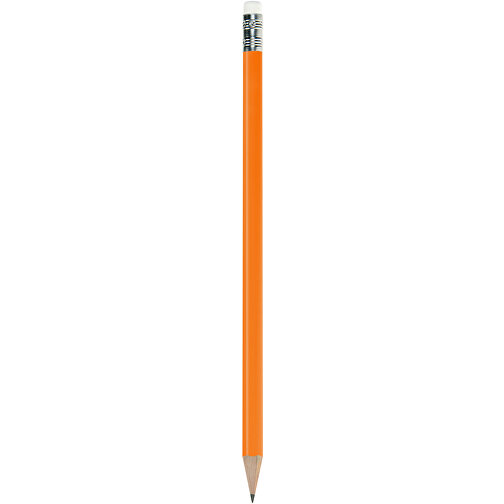 Bleistift Rund, Lackiert, Mit Radierer , orange, Radierer weiß, Holz, 18,50cm x 0,70cm x 0,70cm (Länge x Höhe x Breite), Bild 1