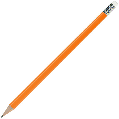 Bleistift Rund, Lackiert, Mit Radierer , orange, Radierer weiss, Holz, 18,50cm x 0,70cm x 0,70cm (Länge x Höhe x Breite), Bild 2