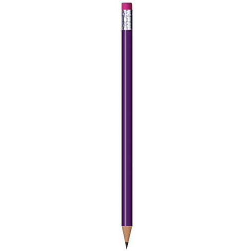 Bleistift Rund, Lackiert, Mit Radierer , lila, Radierer pink, Holz, 18,50cm x 0,70cm x 0,70cm (Länge x Höhe x Breite), Bild 1