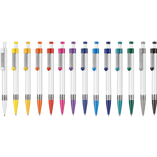 Kugelschreiber Spring SP , Ritter-Pen, petrol/weiß, ABS-Kunststoff, 14,10cm (Länge), Bild 4