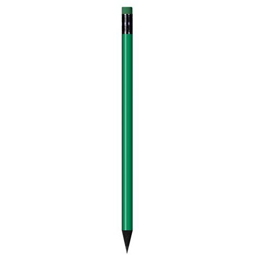 Schwarz Gefärbter Bleistift, Lackiert, Mit Radiergummi, Rund , grün, Radierer dunkelgrün, Holz, 18,50cm x 0,70cm x 0,70cm (Länge x Höhe x Breite), Bild 1