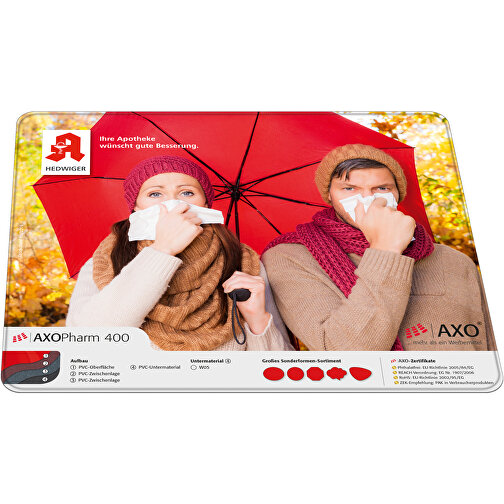 AXOPAD® Mousepad AXOPharm 400, 24 x 19,5 cm rektangulær, 1,5 mm tyk, Billede 1