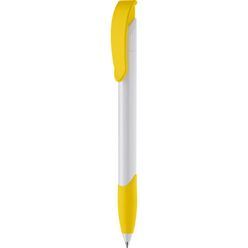 Kugelschreiber Apollo Hardcolour , weiß / gelb, ABS, 14,70cm (Länge), Bild 1