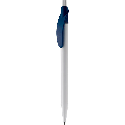Kugelschreiber Cosmo Hardcolour , weiss / dunkelblau, ABS, 14,50cm (Länge), Bild 1