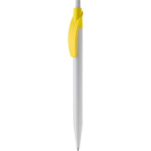Kugelschreiber Cosmo Hardcolour , weiß / gelb, ABS, 14,50cm (Länge), Bild 1