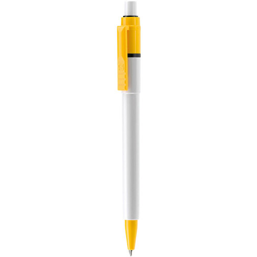 Kugelschreiber Baron Colour Hardcolour , weiß / gelb, ABS, 13,30cm (Länge), Bild 1