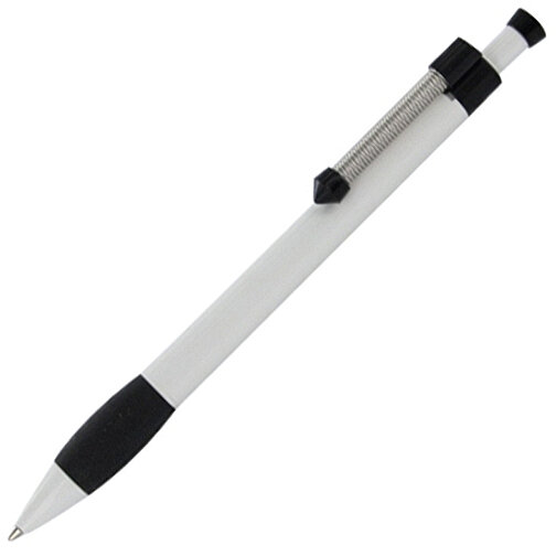 Kugelschreiber Spring Grippy , Ritter-Pen, schwarz/weiß, ABS-Kunststoff, 14,10cm (Länge), Bild 2