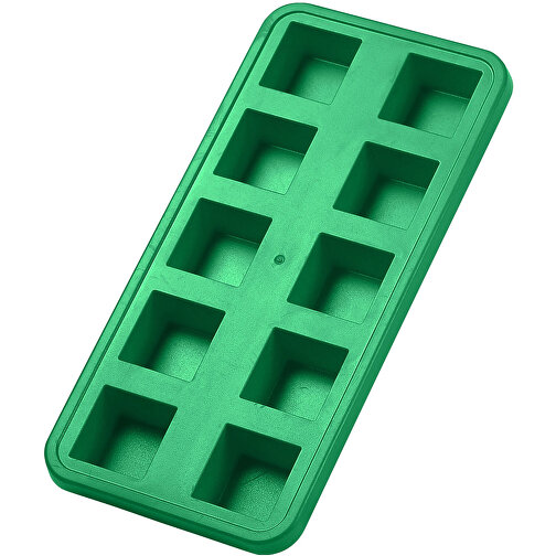 Eiswürfelform 'Quadrate' , standard-grün, Kunststoff, 22,00cm x 2,20cm x 10,50cm (Länge x Höhe x Breite), Bild 1