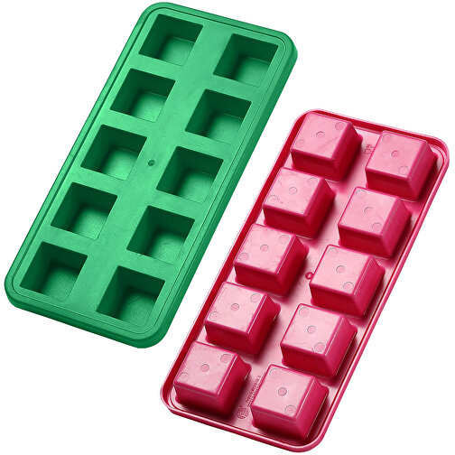 Eiswürfelform 'Quadrate' , standard-grün, Kunststoff, 22,00cm x 2,20cm x 10,50cm (Länge x Höhe x Breite), Bild 2