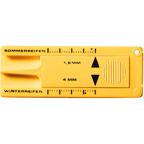 Schlüsselanhänger 'Reifenprofilmesser' , standard-gelb, Kunststoff, 6,00cm x 0,40cm x 2,20cm (Länge x Höhe x Breite), Bild 1