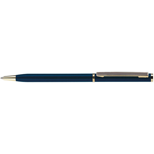 Metallkugelschreiber Slim Mit Gold Applikation , blau, Metall, 13,40cm (Länge), Bild 3
