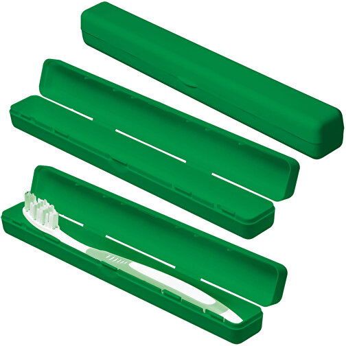 Schutzbox 'Zahnbürste' , standard-grün, Kunststoff, 20,50cm x 2,40cm x 2,60cm (Länge x Höhe x Breite), Bild 1