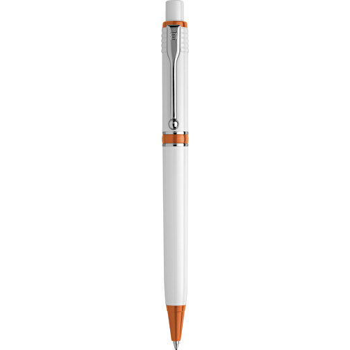 Kugelschreiber Raja Hardcolour , weiß / orange, ABS & Metall, 14,00cm (Länge), Bild 1