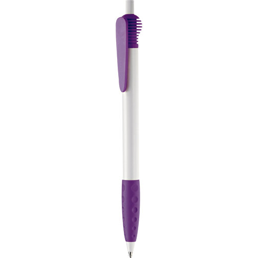Kugelschreiber Cosmo Grip HC , weiß / purple, ABS, 14,70cm (Länge), Bild 1