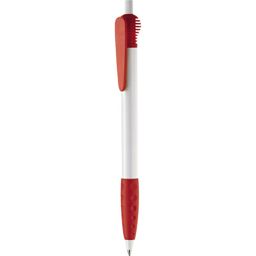 Kugelschreiber Cosmo Grip HC , weiß / rot, ABS, 14,70cm (Länge), Bild 1