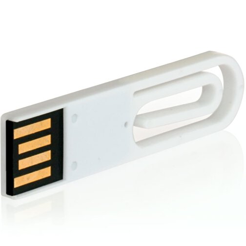 USB-Stick CLIP IT! 8GB , Promo Effects MB , weiss MB , 8 GB , Kunststoff MB , 3 - 10 MB/s MB , 5,30cm x 1,28cm (Länge x Breite), Bild 2