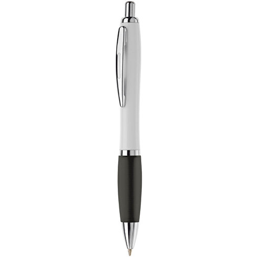 Kugelschreiber Hawaï Weiß , weiß / schwarz, ABS & Metall, 14,00cm (Länge), Bild 1